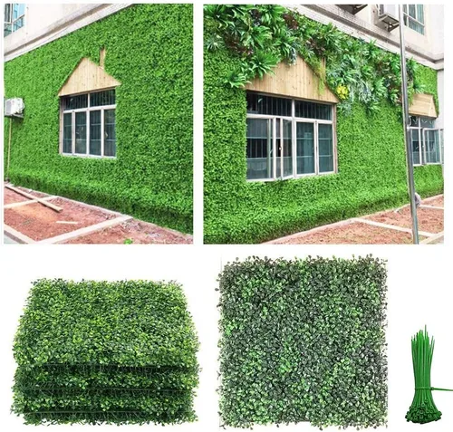 Miniatura 12 de Paneles de setos artificiales de boj de 10 x 10 pulgadas, 24 piezas de pantalla de privacidad de vegetación sintética, decoración de pared