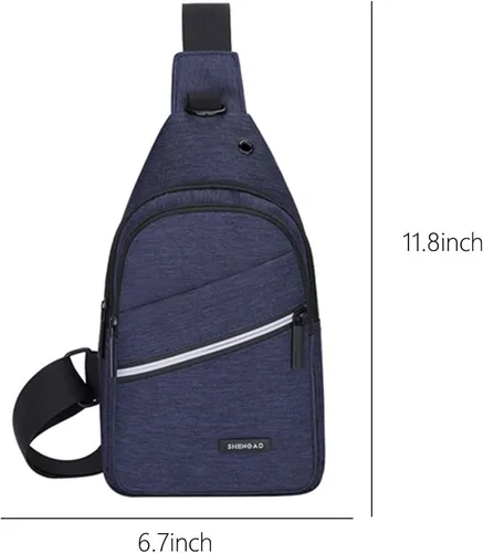 Miniatura 6 de Bolso bandolera para el pecho, hombro resistente al agua, bolso de viaje con una correa para hombres, mujeres y niños con agujero para auriculares