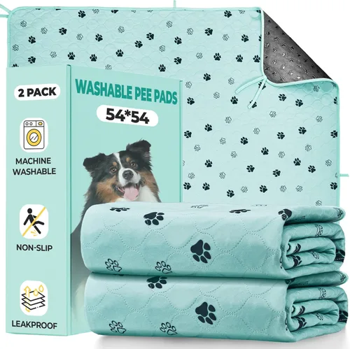 Miniatura 19 de Fostanfly Almohadillas lavables para orina para perros, paquete de 2 almohadillas reutilizables superiores de 36 x 48 pulgadas, impermeables, Gris