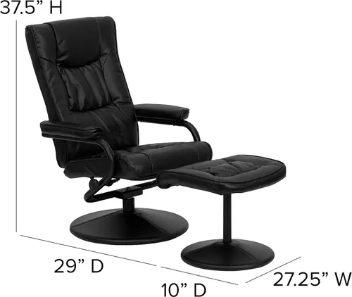 Miniatura 3 de Flash Furniture Rachel - Silla reclinable de LeatherSoft contemporánea multiposición con otomana, silla reclinable giratoria de 360 grados y juego