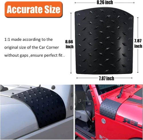 Miniatura 6 de Bentolin Cowl Body Armor - Cubierta exterior con recubrimiento en polvo, compatible con Jeep Wrangler JK Rubicon Sahara X Off Road Sport Unlimited