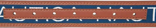 Miniatura 4 de Nautica Men's Signature Leather and Canvas Belt Ribbon Detail Flag Design Classic Casual Metal Buckle