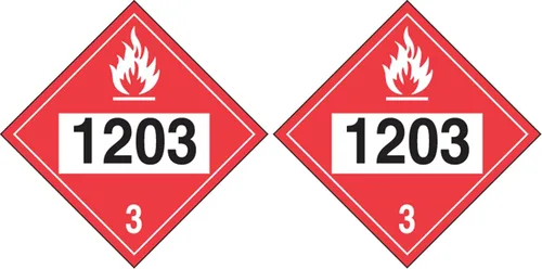 Accuform Hazard Class 3, 1203 (Gasolina), vinilo adhesivo DOT de 4 dígitos, 10.25 x 10.75 pulgadas, MPL733VS1 (paquete de 2)