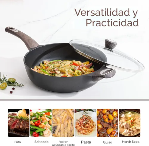 Miniatura 5 de SENSARTE Sartén Antiadherente para Freír con Tapa, Sartén Profunda de 10.5 Pulgadas, Sartén Salteadora Antiadherente de 3.8 Qt con Tapa, Sartén