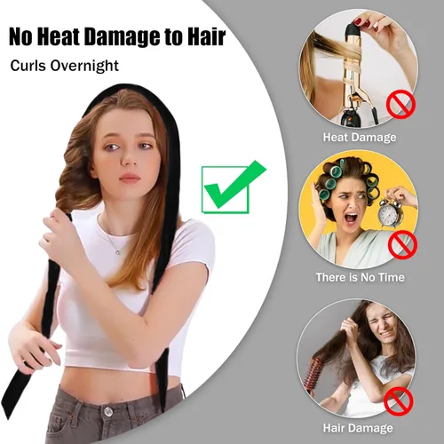 Miniatura 4 de Rizadores de pelo de terciopelo sin calor para dormir con diadema sin calor para cabello largo durante la noche, sin rizos de calor para mujeres