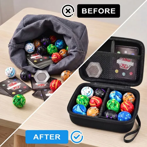 Miniatura 3 de Funda compatible con Bakugan para Baku Gear Pack, organizador de juguetes, almacenamiento para tarjetas Bakucores y figuras de acción ultra Negro