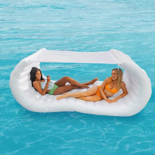 Comfy Floats Sofá inflable para piscina, flotador de piscina blanco, cabina flotante, flotador de piscina de lujo para adultos