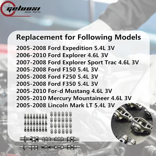 Miniatura 4 de Árbol de levas izquierdo y derecho, 24 elevadores de taqueta, kit de 24 brazos basculantes 5L1Z6250AA Reemplazo para Ford Expedition F150 F250 F350