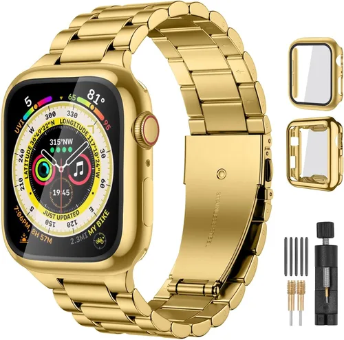 Miniatura 26 de Lerobo Compatible con Apple Watch Band de 1.732 in 1.654 in 1.575 in 1.496 in 1.614 in 1.772 in 150.9 ft 1.929 in, correa de metal de acero
