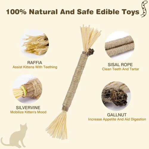Miniatura 2 de Silvervine Sticks for Cats - Cat Chew Toy for Teeth Cleaning, Edible Matatabi Kitty Chew Sticks, Catnip Cat Toys for Indoor Cats (4, Grey)