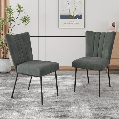 Miniatura 15 de ZckyCine Silla de comedor de piel sintética, silla de sala de estar, moderna silla auxiliar sin brazos de cocina con patas de metal