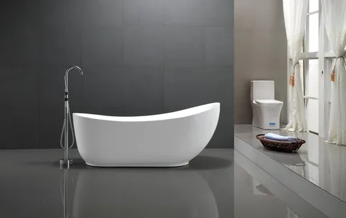 Miniatura 4 de ANZZI Bañera independiente de 71 pulgadas de acrílico con fondo plano para remojo de la serie Talyah blanca brillante, diseño contemporáneo de una