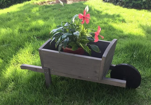 Miniatura 2 de Seny Bonita maceta de jardín estilo carretilla con ruedas para exteriores e interiores