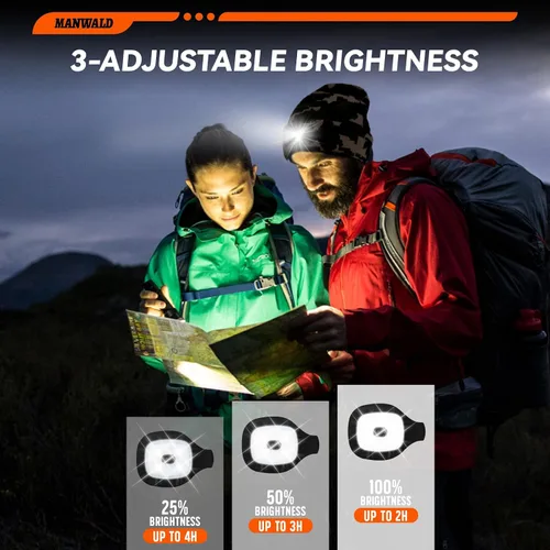 Miniatura 2 de MANWALD Gorro LED con luz, linterna LED recargable por USB, regalos para Navidad, rellenos de calcetines para hombres, Camouflaje, Grande
