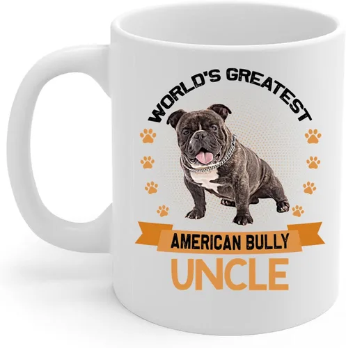 World's Greatest Brindle American Bully Dog Tío Regalos para Unkie Taza de café divertida Taza de té de cerámica blanca de 11 oz Regalos para