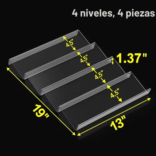 Miniatura 3 de Jadehom Organizador de cajones de especias de 19 x 13 pulgadas, 4 niveles de acrílico transparente expandible en cajón, bandeja de inserción