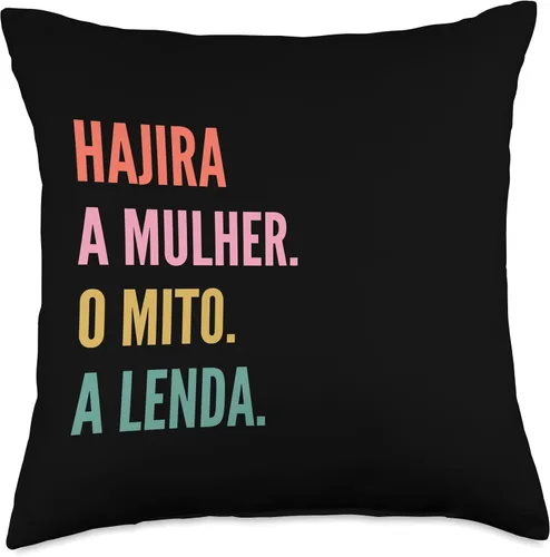 Miniatura 5 de Designs De Nomes Engraçados Para Mulher Divertida almohada portuguesa con diseño de nombre Hajira, 16 x 16 pulgadas, multicolor