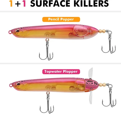 Miniatura 2 de TRUSCEND PoPobait con ganchos BKK, señuelos de pesca para lubina, lucio, lucio, perca almizclada, señuelo flotante para agua dulce o salada