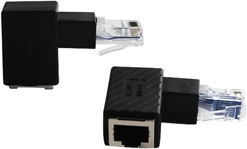 Adaptador Ethernet de 90 grados, LAN Ethernet de 90 grados, RJ45 macho a hembra, adaptador de red de ángulo recto Cat5 / Cat5e / Cat6 para módem,