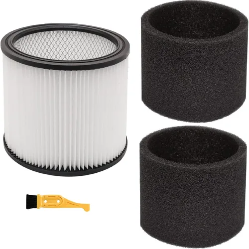 Filtro de repuesto compatible con Shop-Vac 90304 90350 90333 90585, 2 fundas de espuma, se adapta a la mayoría de aspiradoras húmedas/secas de 5
