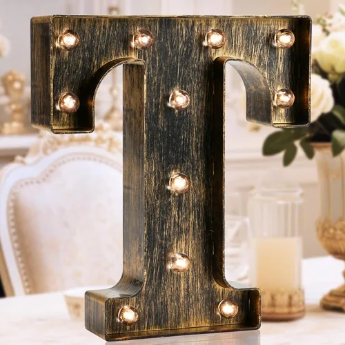 Oycbuzo - Cartel de letras con luces LED doradas y negras, estilo industrial y clásico, para decoración de cafeterías, bodas, fiestas de cumpleaños,