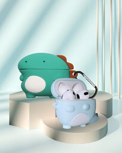 Miniatura 3 de [Paquete de 2] Funda de dinosaurio lindo para AirPods 3 2021, silicona de animales de dibujos animados 3D para AirPods de tercera generación, bonita
