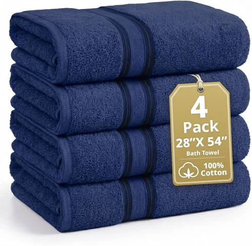 Miniatura 74 de Lane Linen Juego de 4 toallas de baño de 100 % algodón (35 x 66 pulgadas), juego de toallas de baño extragrandes de algodón sin torsión, secado Gris