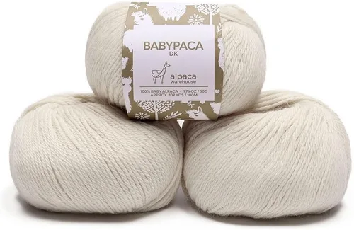 Juego de 3 madejas de hilo de lana 100% de alpaca bebé (5.29 onzas), peso DK, fabricado en Perú, celestialmente suave y perfecto para tejer y hacer