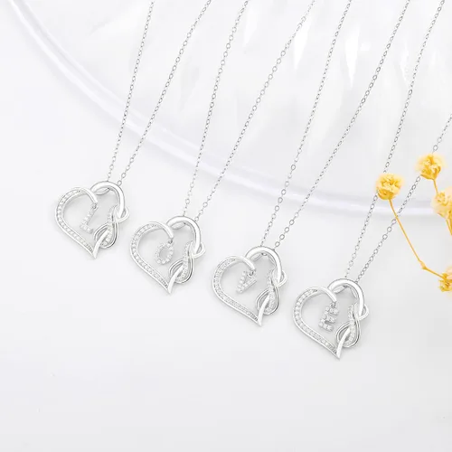 Miniatura 7 de Collares con inicial de corazón para mujer, collar con inicial infinita para regalos de adolescentes y niñas