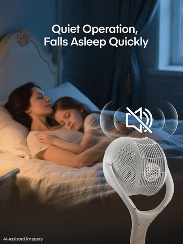 Miniatura 3 de FOHERE Ventilador de suelo, ventilador de pedestal oscilante de 120°, ventilador inteligente silencioso con luz LED, altura ajustable de 27-46