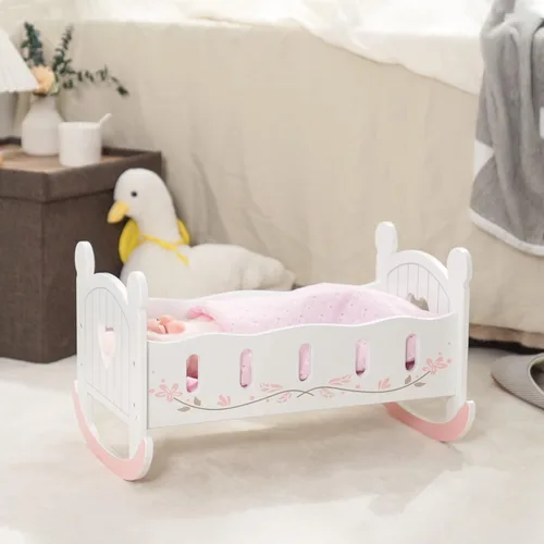 Miniatura 6 de ROBUD Cuna de madera para muñecas, juguetes de cama de muñeca, se adapta a accesorios de muñeca de hasta 18 pulgadas