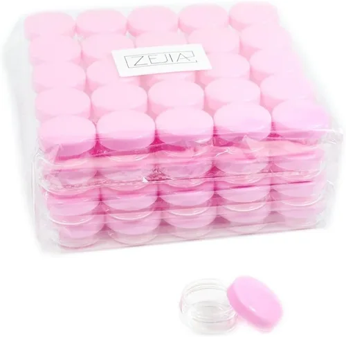Miniatura 64 de Envases de muestra de 3 gramos con tapas, 75 paquetes de tarros de muestra diminutos con etiquetas, envases cosméticos de plástico mini para Tapa