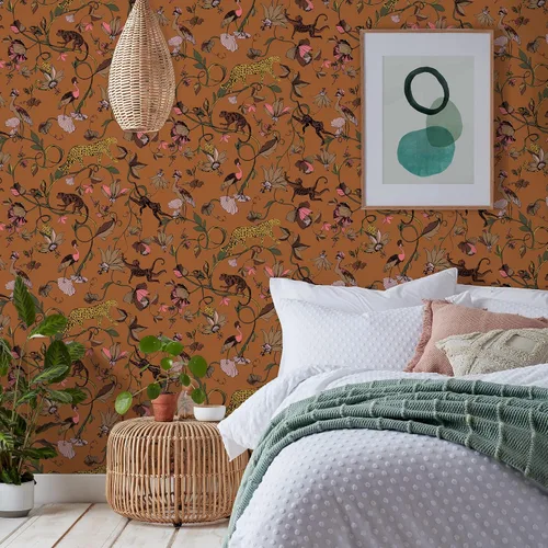 Miniatura 2 de furn. Papel pintado impreso exótico Wildlings tropical, Sienna