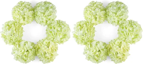 DuHouse Artificial Bigger Silk Hydrangea Flower Heads with Stem Fake Green Hydrangea Flowers for Wedding Home Garden Centerpiece Pack of 12