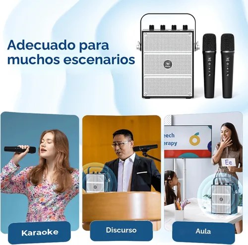 Miniatura 7 de Amplificador de voz potente de 100 W con 2 micrófonos inalámbricos, altavoz portátil con sonido profesional grande con micrófono, altavoz Bluetooth