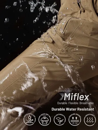 Miniatura 3 de MIER - Pantalón cargo para mujer, secado rápido, ligero, táctico, 6 bolsillos, elástico y resistente al agua