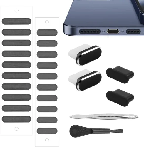 Miniatura 8 de Tapón antipolvo para iPhone, cubierta de altavoz para iPhone con kit de limpieza para iPhone 14 pro max/14 pro/14/13 pro max/13 pro max/13