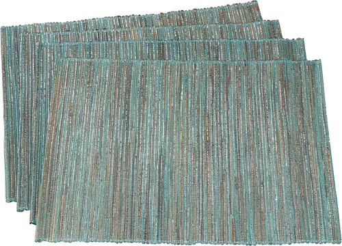Miniatura 8 de Saro Lifestyle Melaya Collection - Mantel individual Nubby tejido brillante (juego de 4), 14 x 20 pulgadas, azul-gris