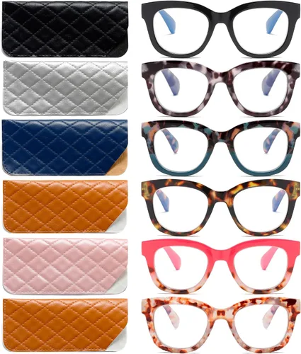 Miniatura 10 de Oversized Reading Glasses for Women,3 Pack Blue Light Blocking Computer Spring hinge Readers 6MIX-C1