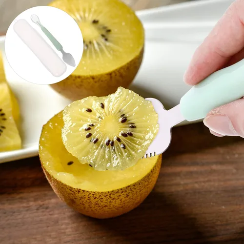 Miniatura 8 de Cuchara de bebé de doble cabeza, cuchara de silicona para bebés, cuchara de barro, cucharas de alimentación, juego de cuchara de entrenamiento