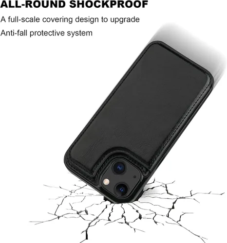Miniatura 6 de ONETOP - Funda tipo cartera compatible con iPhone 13 Mini con soporte para tarjetas, funda de piel sintética con ranuras para tarjetas, doble cierre