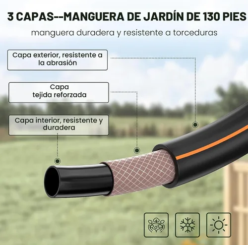 Miniatura 6 de Giraffe Tools Carrete de manguera de pared resistente, manguera retráctil de 5/8 pulgadas x 90 pies con rebobinado automático, giro de 180°, bloqueo