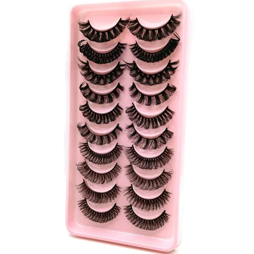 Miniatura 50 de 10 pares de pestañas rusas 3D voluminosas, con curvatura DD, pestañas postizas de visón sintético, pestañas de 19/32 de pulgada que parecen S09