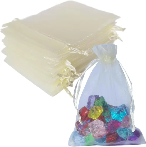 Miniatura 20 de Paquetes de 100 bolsas de organza de 4 x 6 pulgadas, color azul bebé para baby shower, Navidad, recuerdos de fiesta, cumpleaños, boda, despedida