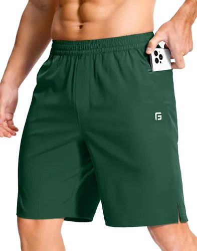 Miniatura 18 de GGJ Pantalones cortos deportivos ligeros para hombre con 2 bolsillos con cremallera de 7/5/9 pulgadas, pantalones cortos de tenis de secado rápido