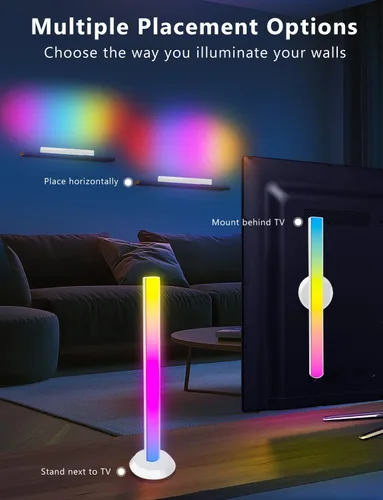 Miniatura 6 de Barra de luz RGB, barras de luz de juego con múltiples opciones de colocación, luces de juego LED inteligentes con sincronización de música y modos