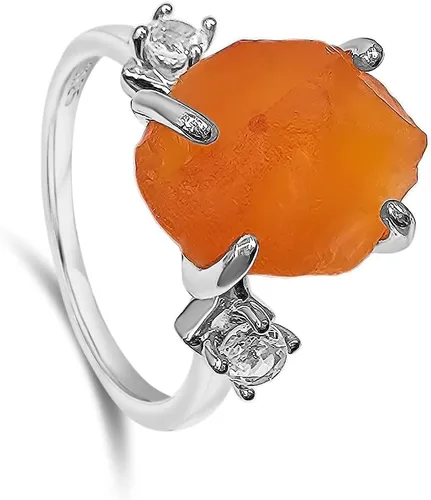 Miniatura 16 de Anillo de cristal crudo real con piedra natal, plata de ley, oro blanco, regalo de joyería para ella, regalo de Navidad, Día de la Madre