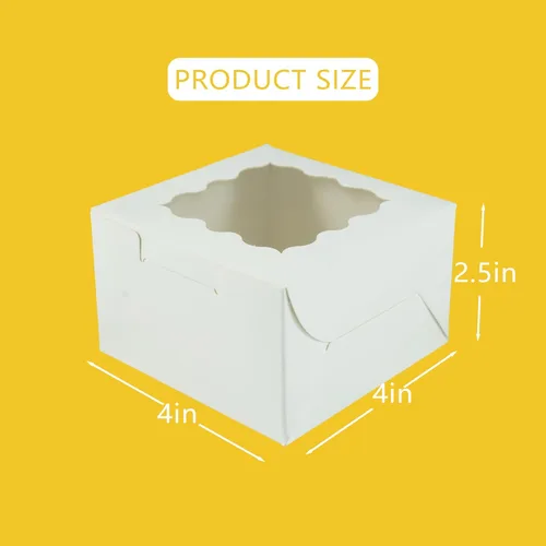 Miniatura 2 de 30 mini cajas de galletas – cajas de postre blancas de 4 x 4 x 2.5 pulgadas con calcomanías y cordel de yute, perfectas para pequeñas cajas