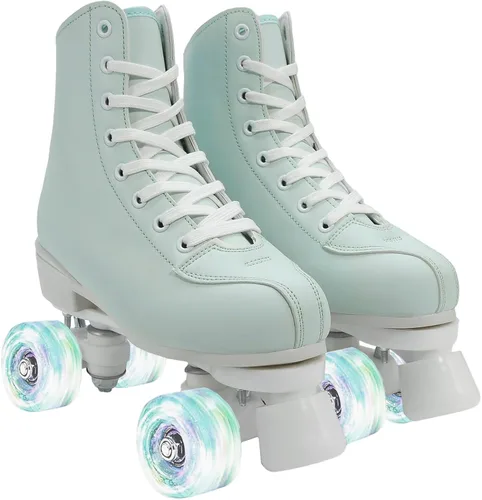 Miniatura 8 de Comeon Patines de ruedas de mujer de alta calidad - Patines de cuatro ruedas de piel sintética para interiores y exteriores púrpura