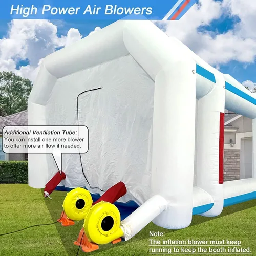 Miniatura 4 de Cabina de pintura inflable de 21.5 x 13 x 9 pies con sopladores de 950 W+450 W para piezas de automóviles y pintura de muebles, cabina de pintura